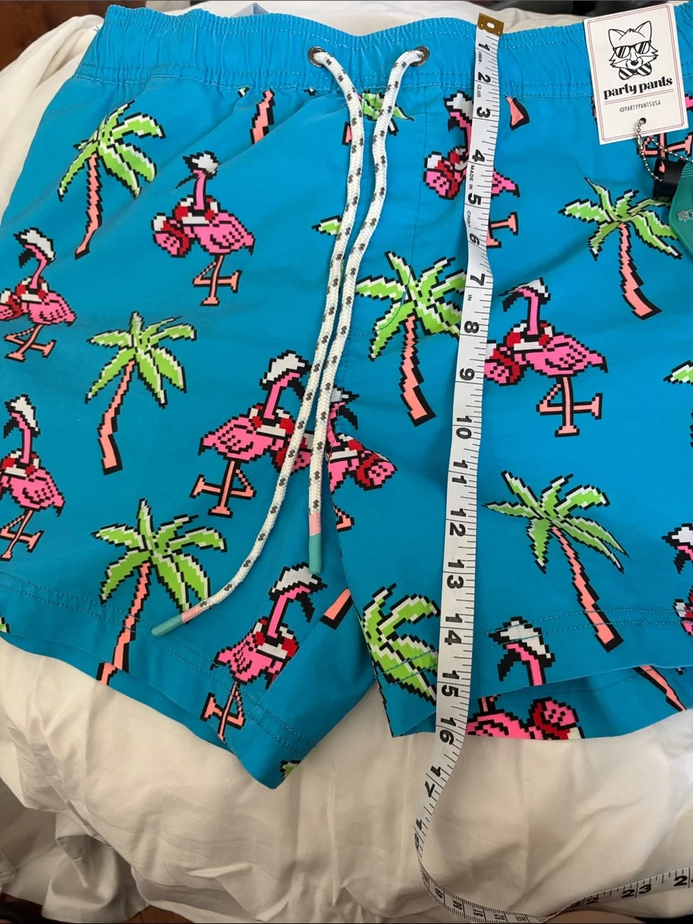 Bright Blue Flamingo Print Swim Shorts - Premium Vacation